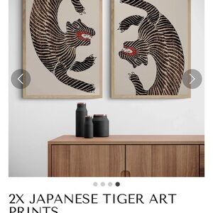 INKA Arthouse Japanese Tiger Art Prints (Set of 2) — A2 Framed